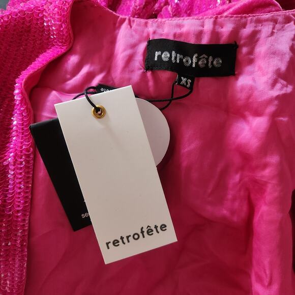 Retrofete Gabrielle Robe Dress in Hot Pink Sequins Size XS NWT - Picture 10 of 12